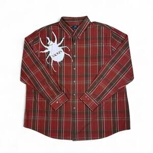 Saosin graphic screen printed on dockers button up shirt skate grunge emo